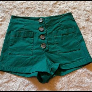 Green High Waist shorts